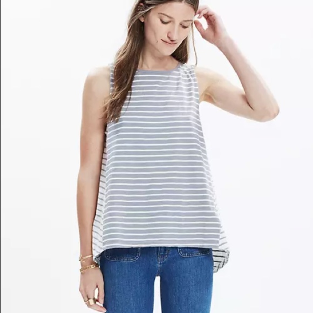 Madewell Forward-Seam Tank Top in Grey Stripe